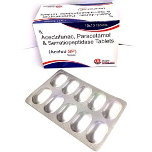 Aceclofenac 100mg + Paracetamol 325mg +Serratiopeptidase 15mg Tab.