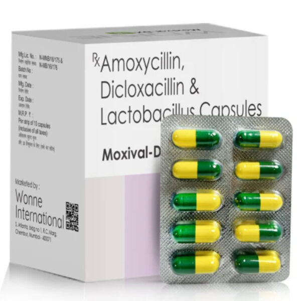 Amoxycillin 250mg + Dicloxacillin 250mg + Lactobacillus (2.5 Billion Spores) Cap