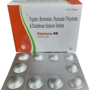 Diclofenac Potassium 50mg+ Trypsin 48mg + Bromelain 90mg + Rutoside Trihydrate 100mg Tab.