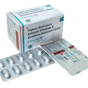 Trypsin BS 48mg + Bromelain 90mg + Rutoside Trihydrate BP eq. to Rutoside(anhydrous) 100mg + Diclofenac Sodium 50mg