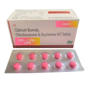 Chlordiazepoxide 5mg+Clidinium Bromide 2.5mg+Dicyclomine Hydrochloride 10mg Tab