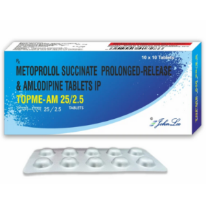 Metoprolol Succinate IP 25 Mg (Prolonged Release) + Amlodipine Besylate IP 2.5 Mg Topme-AM 25/2.5